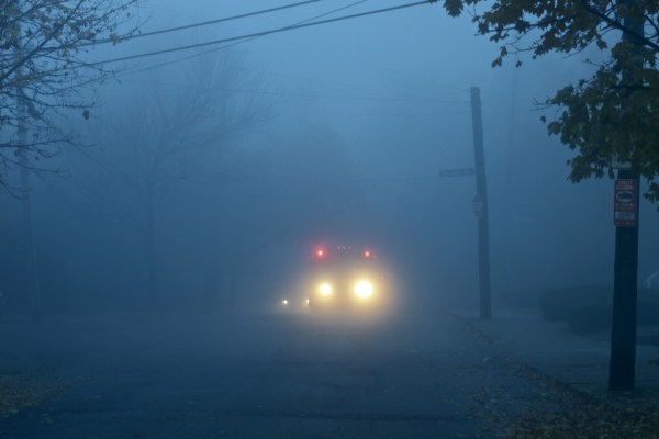 early foggy a.m. bus stop -- rutheh.com