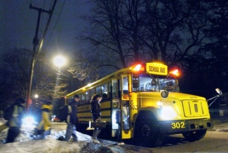 school bus in dark -- schoolbusdriver.org